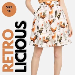 Retrolicous Rooster Farm Print Skirt Size 1X